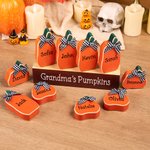 Personalized Rustic Wooden Halloween Bow Pumpkin Plaque with 1-10 Names Fall Decor Halloween Thanksgiving Day Gift for Family