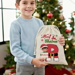 Personalised Christmas Elf Drawstring Canvas Gift Bag with Name and Initial Christmas Party Gift for Kids Family