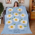 Personalized Birth Flower Soft Throw Blanket with Name Home Decor Birthday Anniversary Gift for Women
