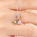 Personalized 1-4 Cat Dog Birthstones Necklace Dainty Jewellery Birthday Anniversary Gift for Women Pet Lovers
