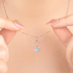 Personalized 1-4 Cat Dog Birthstones Necklace Dainty Jewellery Birthday Anniversary Gift for Women Pet Lovers