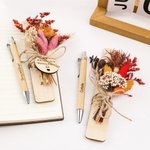 Bolígrafo de madera personalizado de flores secas con texto grabado y etiqueta colgante Aniversario de boda Regalo de cumpleaños para niñas Mujeres