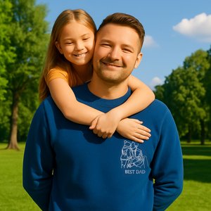 Personalized Embroidered Photo Design Multicolor T-shirt Sweatshirt Hoodie with Text Birthday Anniversary Gift for Father Mother