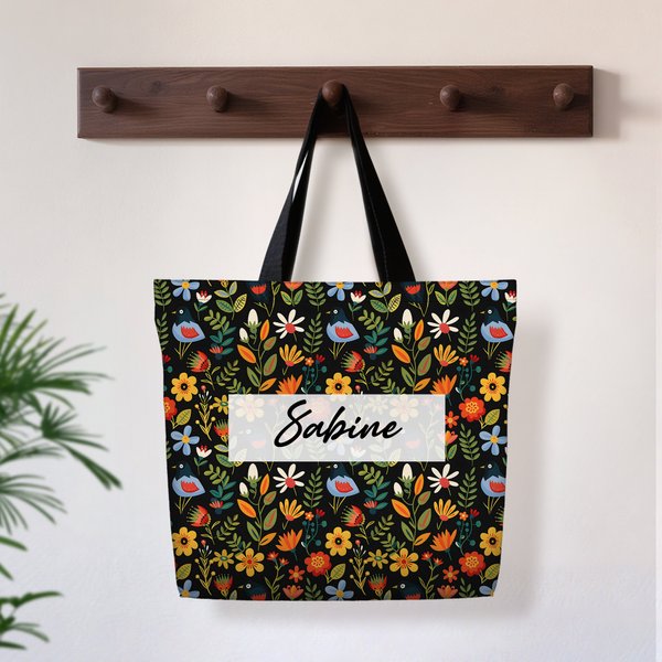 Personalisierte Volkskunst Blume Volksblume Große Tragetasche mit Namen Reisen Täglicher Gebrauch Geburtstag Jahrestag Geschenk für Damen Freunde