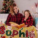 Personalized Christmas Reindeer Santa Claus Name Soft Throw Blanket Home Decor Christmas Party Gift for Kids Family Friends