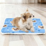 Gepersonaliseerde Multicolor Paw Prints Dog Cat Face Photo Zachte Beddenmat voor huisdieren met naam Outdoor activiteiten Verjaardagscadeau voor huisdiereigenaren liefhebbers