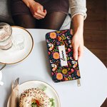 Personalisierte Volkskunst-Blume PU-Leder Brieftasche mit Namen Mehreren Fächern und Metall-Reißverschluss Geburtstag Jahrestag Geschenk für Damen