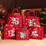 Personalised Cute Cartoon Snowman Large Jute Tote Bag with Name and Initial Party Favors Christmas Gift for Kids Family Friends