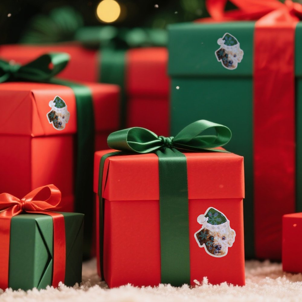 Adesivi personalizzabili con volto e cappello di Babbo Natale set da 12 pezzi impermeabili decorazioni regalo per feste di Natale per famiglia