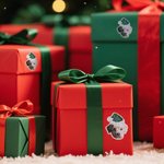 Personalized Santa Hat Face Photo Set of 12 Waterproof Glitter Confetti Stickers Gift Decor Christmas Party Favor for Family Friends