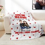 Gepersonaliseerde Schattige 3D Cartoon Koppel Zachte Deken met Naam en Tekst Valentijnsdag Verjaardag Cadeau voor Koppels Geliefden