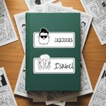 Gepersonaliseerde Watervaste Etiketten van Karakter in Komische Stijl met Naam Vakantie Kantoorgeschenk voor Collega's Vrienden