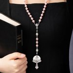 Chapelet en Perles Personnalisé avec Nom et Date sur la Breloque Cadeau Baptême Première Communion pour Chrétiens