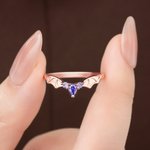 Personalized Gothic Bat Wings Ring with Birthstone Vampire Vintage Rings Cool Punk Jewelry Goth Accessories Wedding Anniversary Gift for Women