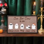 Personalized Our Boo Crew Ghost Family Halloween Wooden Sign with 2-7 Engraved Name and Year Home Decor Halloween Gift for Family Friends
