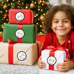 Monogramme de Noël personnalisé Lot de 2 étiquettes autocollantes imperméables avec nom, texte et année Décoration de Noël Favors pour la famille et les enfants