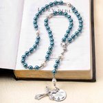 Chapelet en Perles Personnalisé avec Nom et Date sur la Breloque Cadeau Baptême Première Communion pour Chrétiens