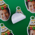 Personalized Santa Hat Face Photo Set of 12 Waterproof Glitter Confetti Stickers Gift Decor Christmas Party Favor for Family Friends