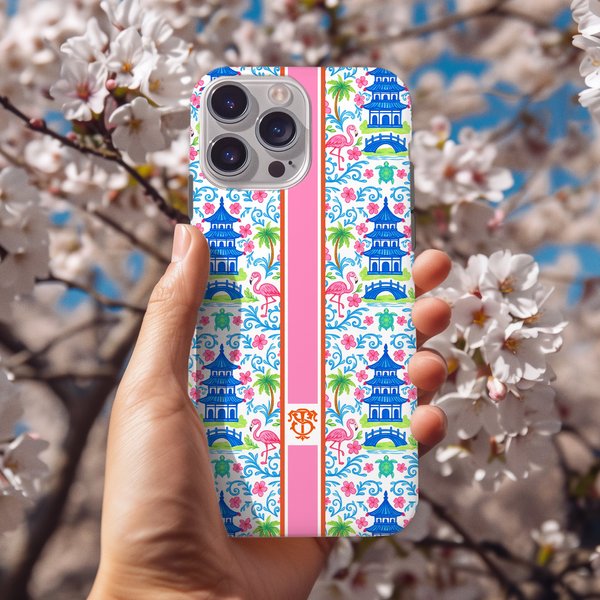 Personalised Chinoiserie Monogram Initial Phone Case for iPhone or Samsung Daily Use Birthday Gift for Women