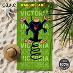 Personalised Cute Long-Tailed Marsupilami Oversized Beach Towel with Name Summer Vacation Pool Party Gift for Boys Girls | Callie × Marsupilami®