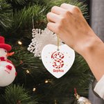 Personalized Santa Claus Candy Cane Initial Round Heart Christmas Ornaments with Name and Lanyard Home Decor Christmas Gift for Family