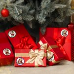 Set di 2 adesivi impermeabili personalizzati con nome Bomboniere per feste natalizie per bambini, famiglia e amici