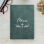 Cuaderno personalizado de cuero PU con cruz de líneas 200 páginas y nombre regalo de cumpleaños o bautizo religioso para cristianos