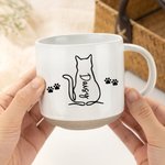Tasse 355 ml en Céramique Personnalisée avec 1-5 Noms et Motifs d'Animal de Compagnie Style Minimaliste Cadeau Anniversaire pour Amoureux des Animaux