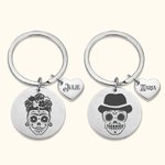 Gepersonaliseerde Schedel Sleutelhanger met Naam Halloween Cadeau voor Gothic Liefhebbers