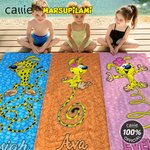 Personalised Cute Long-Tailed Marsupilami Oversized Beach Towel with Name Vacation Essentials Birthday Gift for Friend Family | Callie × Marsupilami®