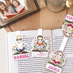 Gepersonaliseerde Magnetische Bladwijzerclip met Bloemen Cartoonfiguur en Naam Verjaardag Cadeau voor Boekenliefhebbers Leesfanaten Bibliothecarissen