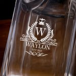 Personalised Lion Vintage Border Whiskey Glass Wooden Box Set with Initial and Name Father's Day Birthday Anniversary Gift for Grandad