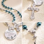 Chapelet en Perles Personnalisé avec Nom et Date sur la Breloque Cadeau Baptême Première Communion pour Chrétiens