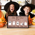 Personalized Our Boo Crew Ghost Family Halloween Wooden Sign with 2-7 Engraved Name and Year Home Decor Halloween Gift for Family Friends