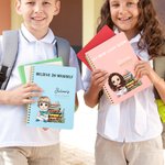 Personalized Floral Book Cartoon Reading Character Weekly Planner A5 Notebook with Name and Title Back to School Birthday Gift for Family Friends