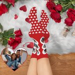 Personalized 3 Heart-Shaped Photos Skin-Friendly Mid-Calf Socks Valentine's Day Anniversary Birthday Christmas Gift for Couples