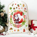 Personalized Snowman Reindeer Penguin Christmas Initial Drawstring Christmas Gift Bag with Name Christmas Eve Party Gift for Kids Family Friends