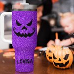 Personlig stor kapacitet 1180 ml rostfritt stålkopp med lock och sugrör glittrig pumpa design Halloweenpresent till vänner och familj