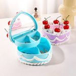 Personalized Heart-Shaped Cherry Cake Jewelry Box with Text and Mirror Room Decor Birthday Anniversary Gift for Women Girls