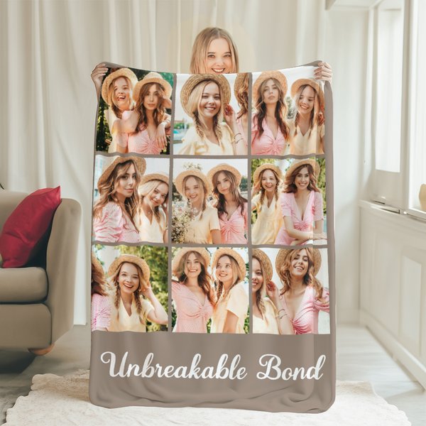 Personalisierte 6-9 Fotos Collage weiche Decke mit Text Home Dekoration Jahrestag Geburtstag Geschenk für Bestie Familie Paar