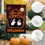 Gepersonaliseerde Cartoonspook Kasteel Tuinvlag met 1–6 Gezichtsfoto’s Tuindecoratie Griezelseizoen Halloween Cadeau voor Familie