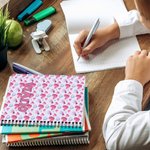 Gepersonaliseerd Bloem Vlinder Hart Aquarel Mix A5 Notitieboek met 60 Gelinieerde Pagina's Naam Terug Naar School Verjaardagscadeau voor Meisjes Dames