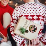 Photo Personnalisée Etiquettes Imperméables avec Nom Décoration Cadeau Fête de Noël Favors pour Famille Ami Enfant