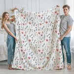 Personalized Wildflower Soft Throw Baby Blanket with Name Baby Shower Birthday Christmas Gift for Newborns New Parents