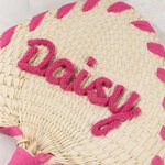 Personalized Multicolor Handwoven Palm Leaf Fan with Name Wedding Favor for Bridesmaid