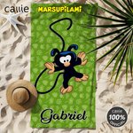 Personalised Cute Long-Tailed Marsupilami Oversized Beach Towel with Name Vacation Essentials Birthday Gift for Friend Family | Callie × Marsupilami®
