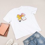 Personalized Pencil Composition Book Coquette Bow Glitter 100% Cotton T-shirt with Text Daily Wear Appreciation Birthday Gift for Teacher School Staff