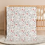 Personalized Wildflower Soft Throw Baby Blanket with Name Baby Shower Birthday Christmas Gift for Newborns New Parents