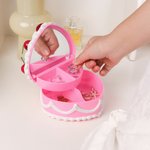 Personalized Heart-Shaped Cherry Cake Jewelry Box with Text and Mirror Room Decor Birthday Anniversary Gift for Women Girls