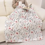 Personalized Wildflower Soft Throw Baby Blanket with Name Baby Shower Birthday Christmas Gift for Newborns New Parents